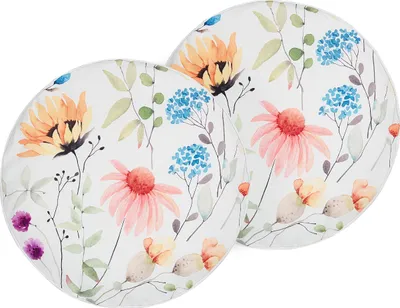 Produktbild von BELIANI Gartenkissen 2er Set Polyester Blumenmuster ⌀ 40 cm Rund Moderne Dekoration für den Außenbereich Wasserbeständig