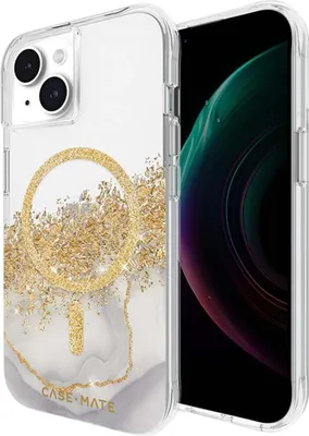 Produktbild von CASE MATE, MagSafe iPhone 15/14/13 Karat Hülle mit goldenen Glitzern, Gold