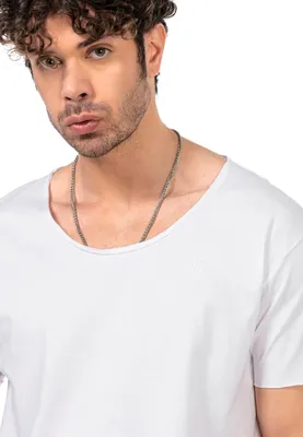 Produktbild von Red Bridge Herren T-Shirt Basic Wide Round Neckline Logo Stitch Weiß XL