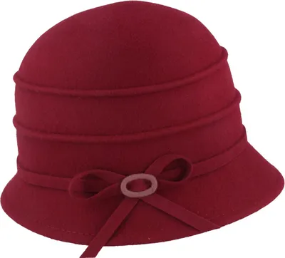 Kleine Damen Glocke mit Biesen und modischer Schleife von Hut-Breiter in rot