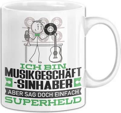 Produktbild von Musikgeschäftsinhaber Geschenk Tasse Ich Bin Musikgeschäftsinhaber Aber Sag Doch Einfach Superheld Lustige Geschenkdiee für Musikgeschäftsinhaber Kaffee-Becher (Weiß)