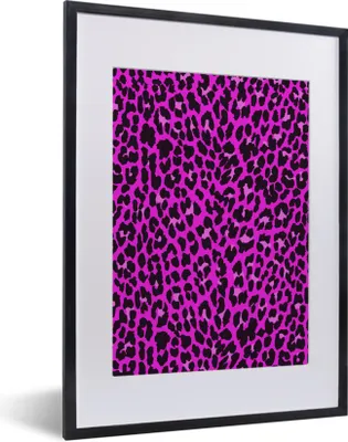 Produktbild von MuchoWow® Gerahmtes Poster Leopard - Pelz - Rosa 30x40 cm - Poster mit Schwarzem Bilderrahmen Wandposter Rahmen Foto Bilder - Wandposter Schlafzimmer