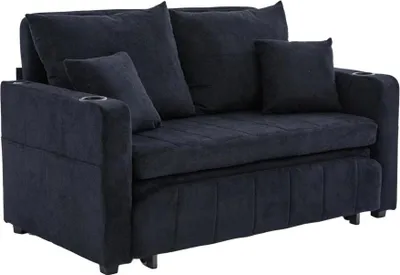 Produktbild von AIORBER Multifunktionales Schlafsofa Klappsofa Ausziehsofa 2-Sitzer Stoffsofa USB Aufbewahrung Becherhalter abnehmbar waschbar – Beige/Khaki/Grau/Schwarz
