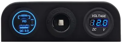 Produktbild von ProRide 12V USB-Autoladegerät 2 Ports, 65W QC3.0, Voltmeter, 12V/24V