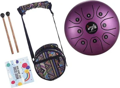 Produktbild von Famanu Mini Stahl Tong Drum 2,5 Zoll - 8-Töne C-Dur mit Mallets und Tragetasche