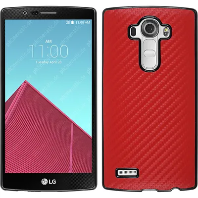 Produktbild von PhoneNatic Case kompatibel mit LG G4 - Hülle rot Carbonoptik Hard-case + 2 Schutzfolien