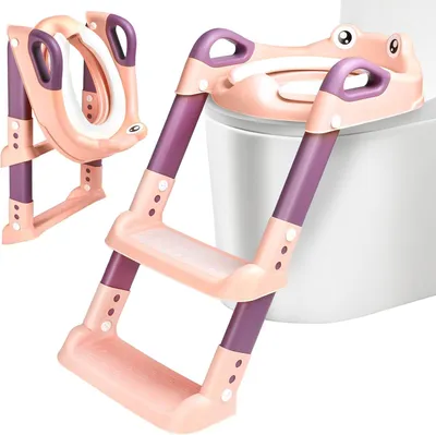 Productafbeelding van Toilettrainer met trap, in hoogte verstelbaar, opvouwbaar, antislip, roze