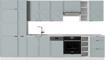 Produktbild von Küchenzeile Vicco Fame-Line Hellblau-grau/Weiß 355 cm ohne Arbeitsplatte, Model 51261