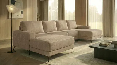Produktbild von Ecksofa VALTOR mit Schlaffunktion, Bonellfederkern und Bettkasten, Farbe: Beige