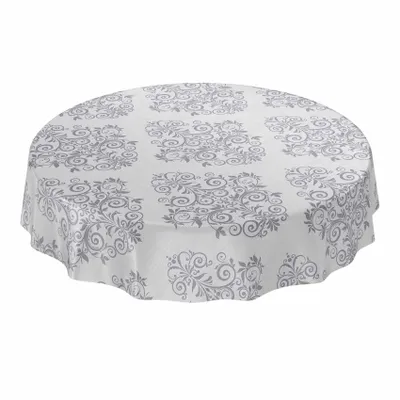 Produktbild von Tischdecke Wachstuch Ornamente Grau Robust Wasserabweisend Rund 120 cm