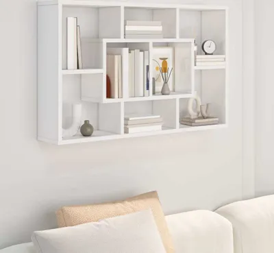 Produktbild von Ankonbej Wandregal Hochglanz-Weiß 85x16x52,5 cm Holzwerkstoff