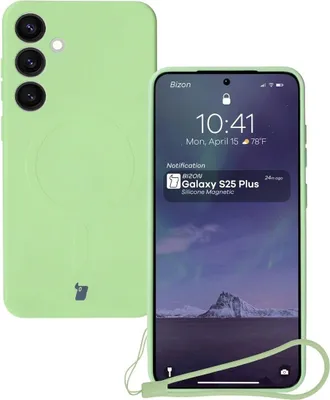 Produktbild von Bizon Case Silikon Magnethülle mit Magnetring für Galaxy S25 Plus / S24 Plus, Hellgrün