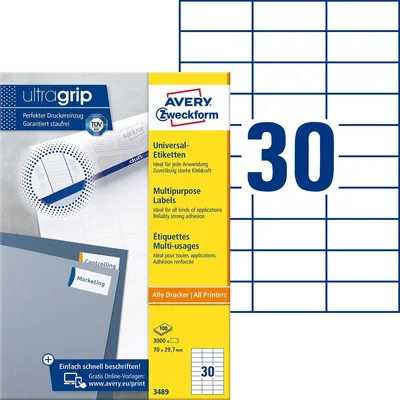 Immagine prodotto di Avery - Etiketten - weiß - A4 (210 x 297 mm) - 100 Stck. 30) (3489)