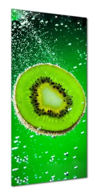 Produktbild von Wallario selbstklebende Duschrückwand 70 x 180 cm mit Motiv Grüne Kiwi-Scheibe im Wasser - Wandverkleidung mit Hochglanzlaminat in Glasoptik