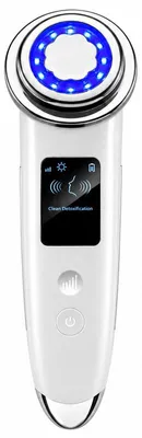 Produktbild von Gesichtsmassagegerät 4-in-1, LED Licht, Mikrostrom, Wärme und Vibration, 5 Intensitäten, USB-aufladbar, Weiß