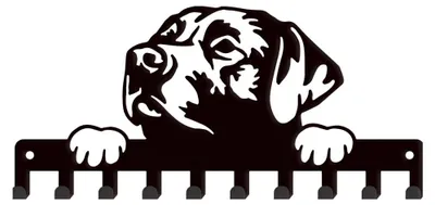 Schlüsselhalter mit 10 Haken, Labrador-Design, Metall, schwarz, 25x11,5 cm