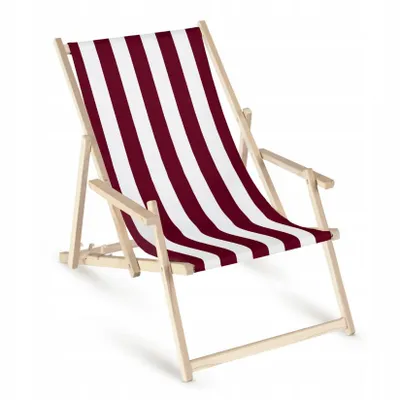 Produktbild von Holz Gartenliege mit Armlehnen – Klappbarer Garten- & Strandliegestuhl Rotwein – Verstellbare Sonnenliege