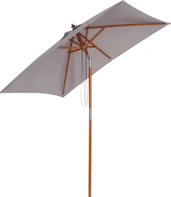 Produktbild von Sonnenschirm 200 x 150 x 235 cm Knickbarer Gartenschirm 3-stufig einstellbar rechteckig Strandschirm wasserabweisend und UV-beständig für Strand Balkon Terrasse Garten Grau