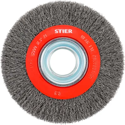 Produktbild von STIER Rundbürste 200 mm für Winkelschleifer, Bohrung 32 mm, gewellt, Stahl, Drahtbürste, Winkelschleifer Bürste, Schleifbürste, Topfbürste Winkelschleifer