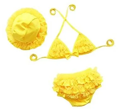 Zdjęcie produktu dla Stroje kąpielowe dla dziewczynki bikini falbana koronka 3 sztuki zestaw