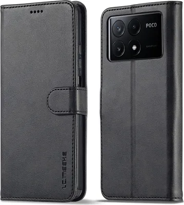 Produktbild von Hülle für Xiaomi Poco X6 Pro, Klapphüllen Brieftasche Leder Magnetverschluss Ständer Schutzhülle Schwarz