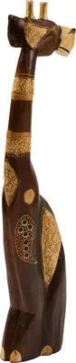 Sitzende Giraffe 60cm, schön verziert, Albesia Holz, handgeschnitzt und -bemalt