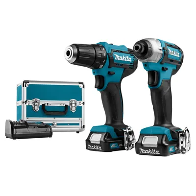 Produktbild von Makita Kombi-Set Bohrmaschine und Schlagschrauber 12 V Blau/Schwarz