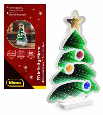 Produktbild von Idena LED Infinity Mirror Weihnachtsbaum 13x5,5x22cm batteriebetrieben