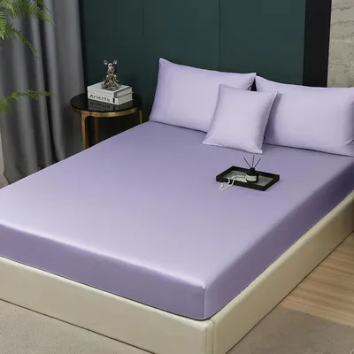 Imagen del producto de Sábana ajustable de 180x200 cm, color lila, 100% algodón