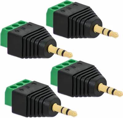 Produktbild von Klinken Stecker 3,5 mm Adapter > Terminal Block 3-Pin Schraub Klemmen Vergoldet[4x Stecker]