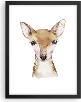 Produktbild von Gerahmtes Poster - Schwarzer Rahmen - Damhirschkuh Grafiken Kinder - 30x40 cm - Wand Bild - Wanddeko - Wandbilder - Kunstposter - Wandposter - Bilderrahmen - Bilder - Kunstdruck - P2BPA30x40-4449