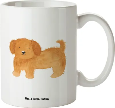 Produktbild von Mr. & Mrs. Panda steingut tasse Hund Flauschig - Weiß - Geschenk, Kaffeepott, Große, Teetasse, Frauchen, Hunde, weisse, Süß, Keramiktasse, Niedlich, Sprüche