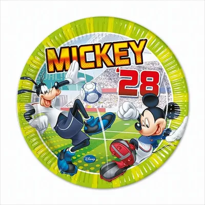 Produktbild von 8 x Mickey Fußball Pappteller - Groß 23cm