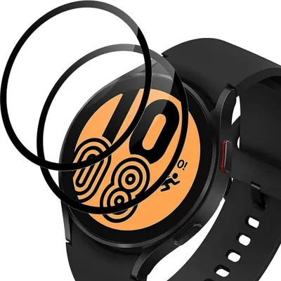 A close-up shot of a smartwatch with a screen protector partially covering it.