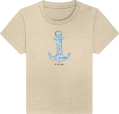 Produktbild von Mr. & Mrs. Panda  T-Shirt Anker Blau 0. - 6. Monat - Natural Raw - Geschenk, Babyshirt, Baby, Öko, Lustige Sprüche, Kinder Oberteil
