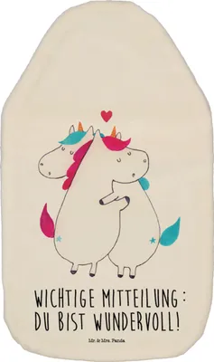 Produktbild von Mr. & Mrs. Panda Wärmekissen Einhorn Mitteilung - Weiß - Geschenk, Spruch, Bettflasche, Valentinstag, Einhörner, Liebe, Wärmflaschen, Unicorn, Wärmflasche, mit Bezug