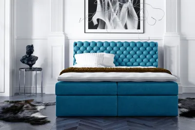 Produktbild von Boxspringbett Schlafzimmerbett PARINI 200x200cm Blau