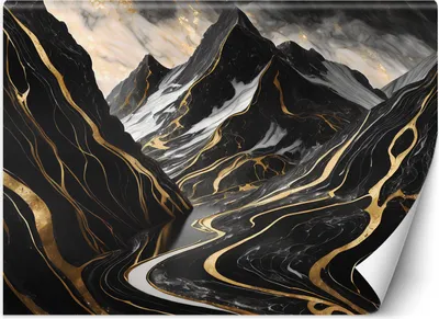 Produktbild von Vlies fototapete Berge Abstrakt Glamour 200x140 cm Feeby Schwarz inkl. Kleber einfache Montage