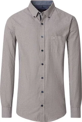Produktbild von CASAMODA Freizeithemd Langarm Button-Down Casual Beige gemustert M