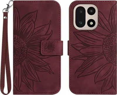 Produktbild von OnePlus 15 Hülle - Coverup Sonnenblume Klapphülle mit Schlüsselband - Bordeaux