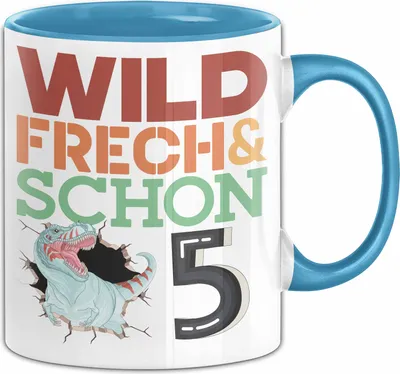 Produktbild von 5. Geburtstag Geschenk Tasse Becher Wild Frech Und Schon 5 (Blau)