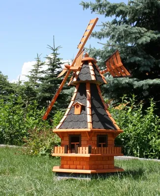 Produktbild von 1,30m große Windmühle mit Solarlicht schwarz Typ 6.1