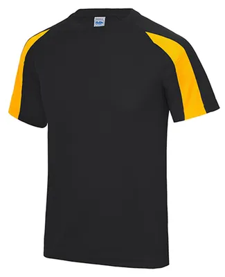 Zdjęcie produktu dla Just Cool JC003 | Contrast Cool Sport T-Shirt + WRAP z certyfikatem - Kolor: Jet Black/Gold - Rozmiar: S