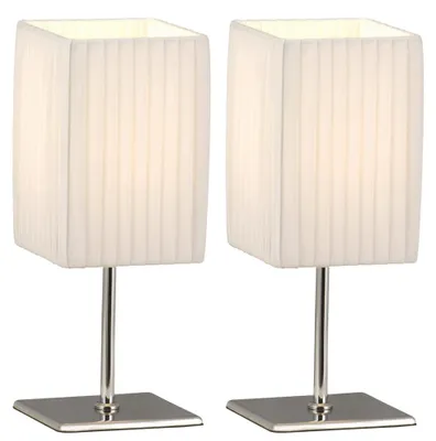 Produktbild von 2er Set LED Tischleuchte, Textil weiß, Chrom, H 26 cm