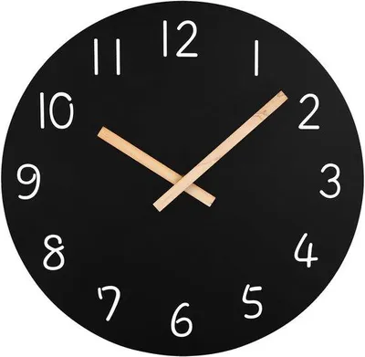 Obrázek produktu pro Dřevěné nástěnné hodiny 30 cm, napájené bateriemi, černé, minimalistický styl, quartzový strojek, do obývacího pokoje, ložnice, kuchyně.