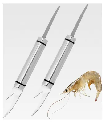 Produktbild von 2 Stück 5-in-1 Multifunktionaler Garnelenschäler, Spülmaschinengeeignet, Edelstahl