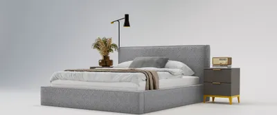 Obrázek produktu pro GRAINGOLD Čalouněná postel 180x200 Monaco - manželská postel s látkou Bouclé, včetně roštu a zásuvky - krásná postel do ložnice - šedá (Anthology 17)