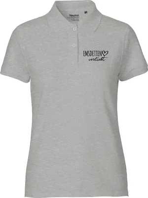 Produktbild von Huuraa Damen Polo Shirt Emsdetten verliebt XXL Sport Grey Bio Baumwolle Fairtrade Poloshirt Geschenkidee