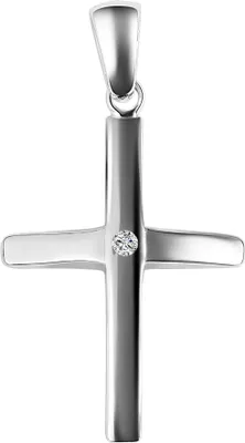 Produktbild von 925/- Echt Silber Anhänger ohne Kette "Lennja", Zirkoniabesatz, Kreuz, 925/rhodiniert