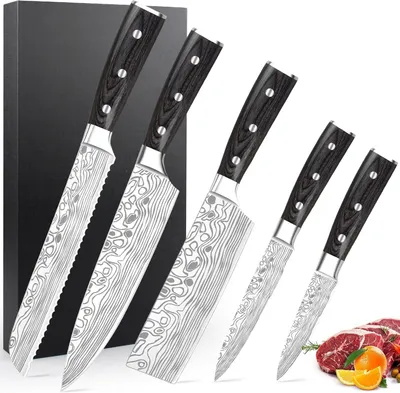 Produktbild von Omgoods – 5-teiliges Set hochwertiger Edelstahl-Kochmesser